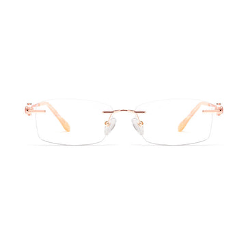 Metal Rimless Eyeglasses with Rectangular Prescription Lenses VK2145